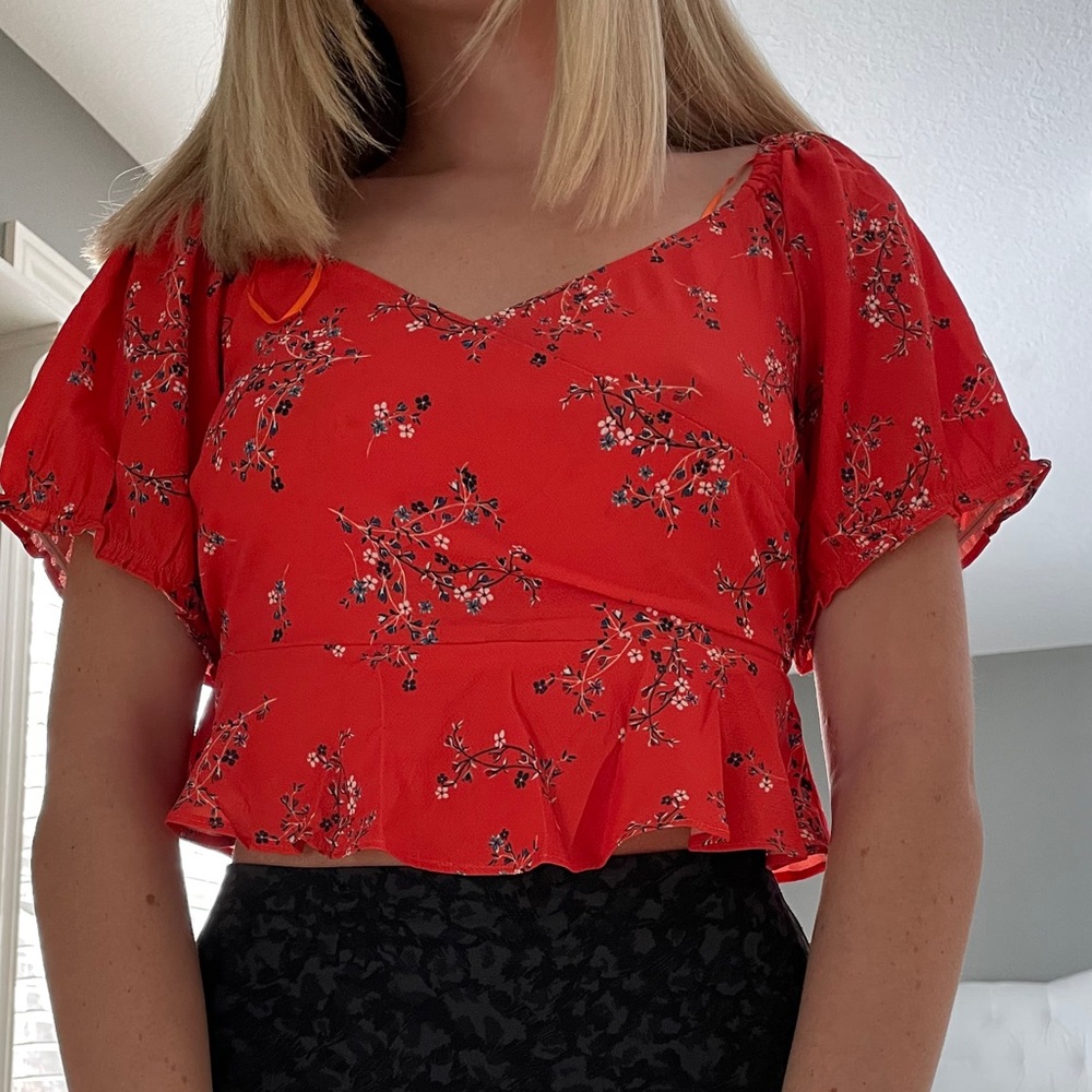 Red patterned top
